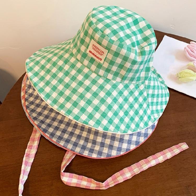 Fashionable Reversible Plaids Sun Hat Oversized Brims Fisherman Cap For Outdoor Activity Beach Trip And Street Headwear