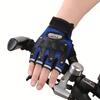 Pair 1 Gloves Sports Halffinger Nonslip Grip Breathable Mesh Durable Design Redblackblue With Safety Wristband For Enhanced Outdoor
