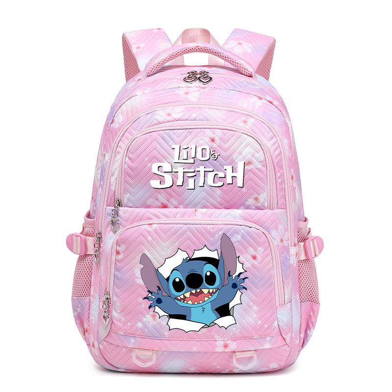 Teen Girl Student Schoolbag with Stitch Pattern Printed Backpack, Children's Large-capacity Schoolbag, Cute Cartoon