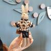 Adorable Houndstooth Bunny Plush Keychain Cute Stuffed Doll Fashion Toy