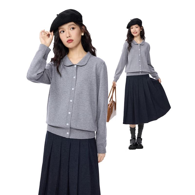 Giordano Women's Doll Collar Loose Knitted Cardigan