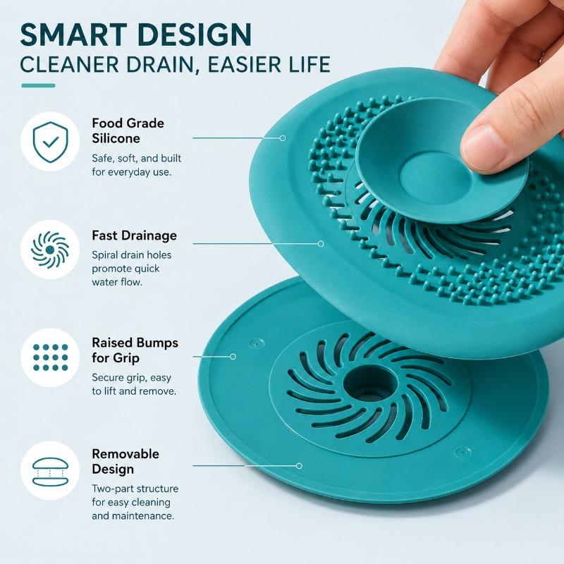 Sink Plug Bathroom Hair Catcher Stopper Silicone Shower Floor Drain Cover Filter Deodorant Anti-clogging Kitchen Drain Strainer