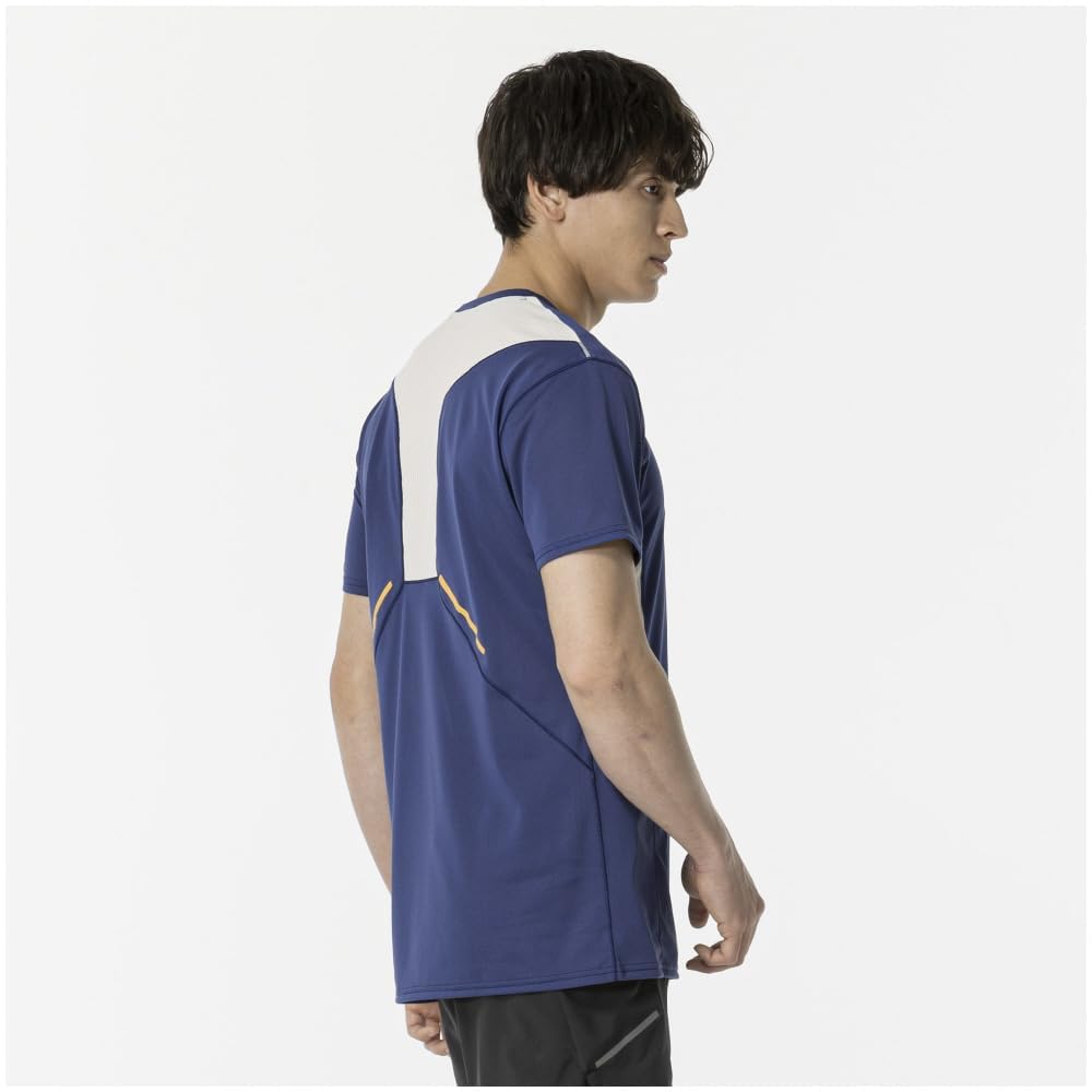 Mizuno Running Wear Dry Aeroflow Aurora Short Sleeve Highly Breathable Reflective Print J2MAB004 Estate Blue T-Shirt Men's