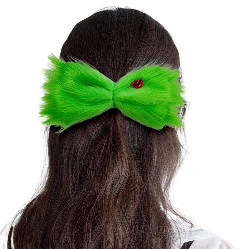 1Pc Girl Creative Headdress Green Hair Hairpin Christmas Clips