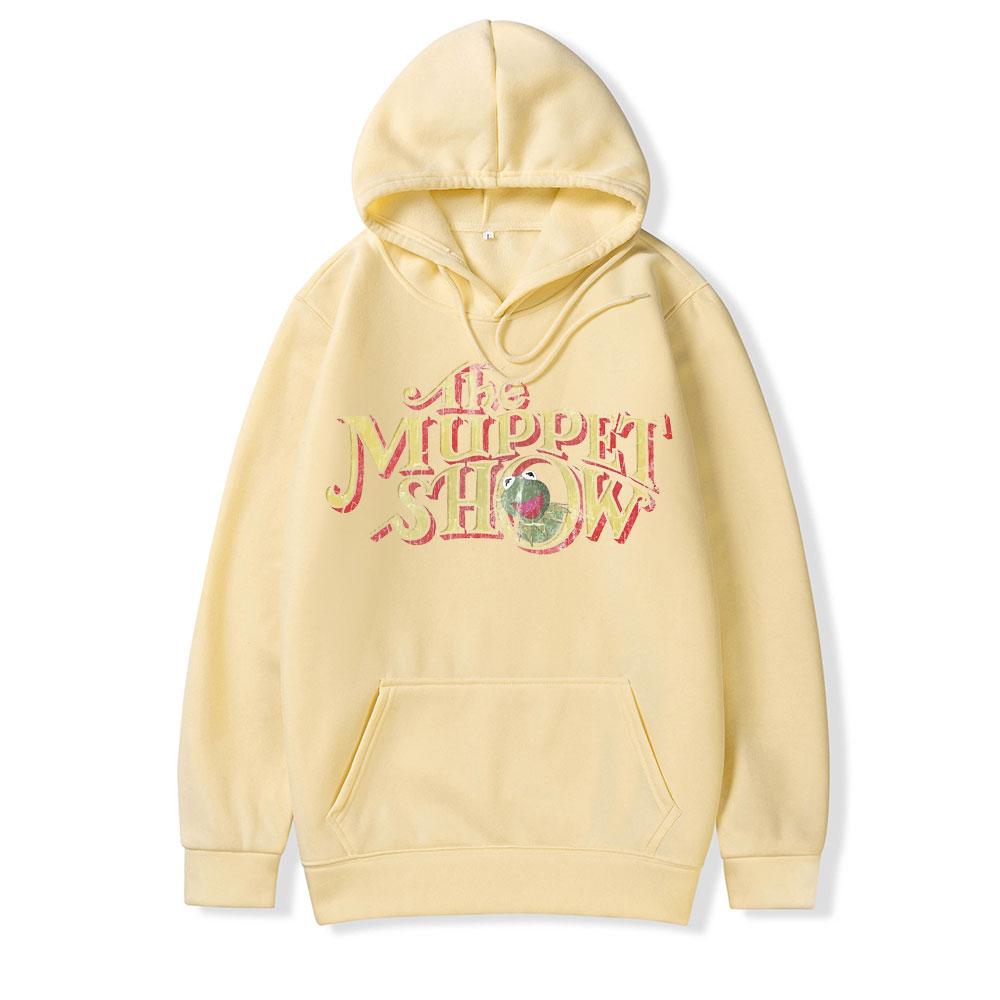 Vintage The Muppet Show Essential Hoodie Lustiges Niedliches Frosch Grafikdruck Sweatshirt Streetwear Herren Damen Lässige Übergroße Hoodies
