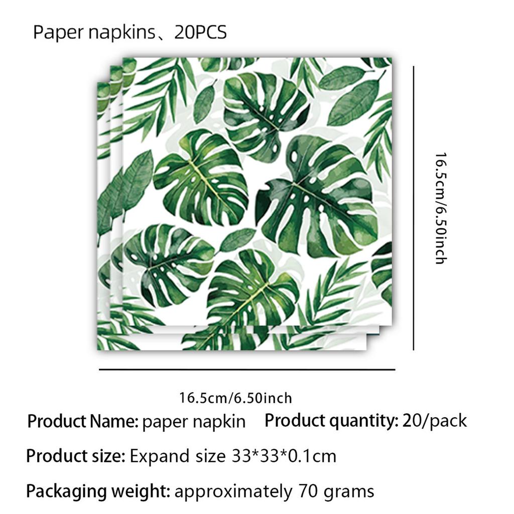 Tropical Hawaiian Leaves Party Set: Paper Plates, Cups, Napkins, and Tablecloth for Summer Theme Decor