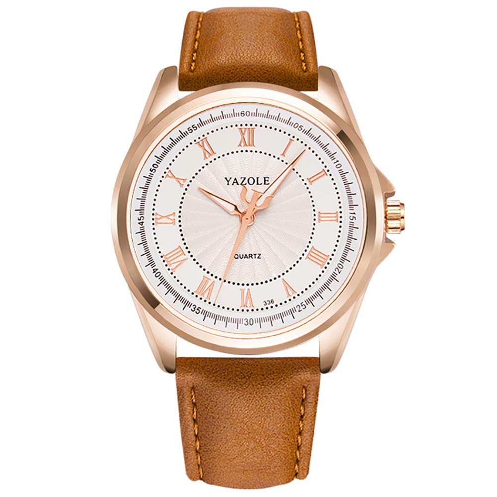 

Rio Grande Men s Standard Roman Numeral Leather Band Business Watch (Gold FrameWhite DialBlack Band) ZM-WATCH5769-GDWHLBR