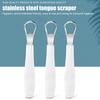 White Small Opening Stainless Steel Tongue Scraper Non-Slip Handle Breath Fresh Tongue Tools Toothbrush Coated Oral Hygiene Care