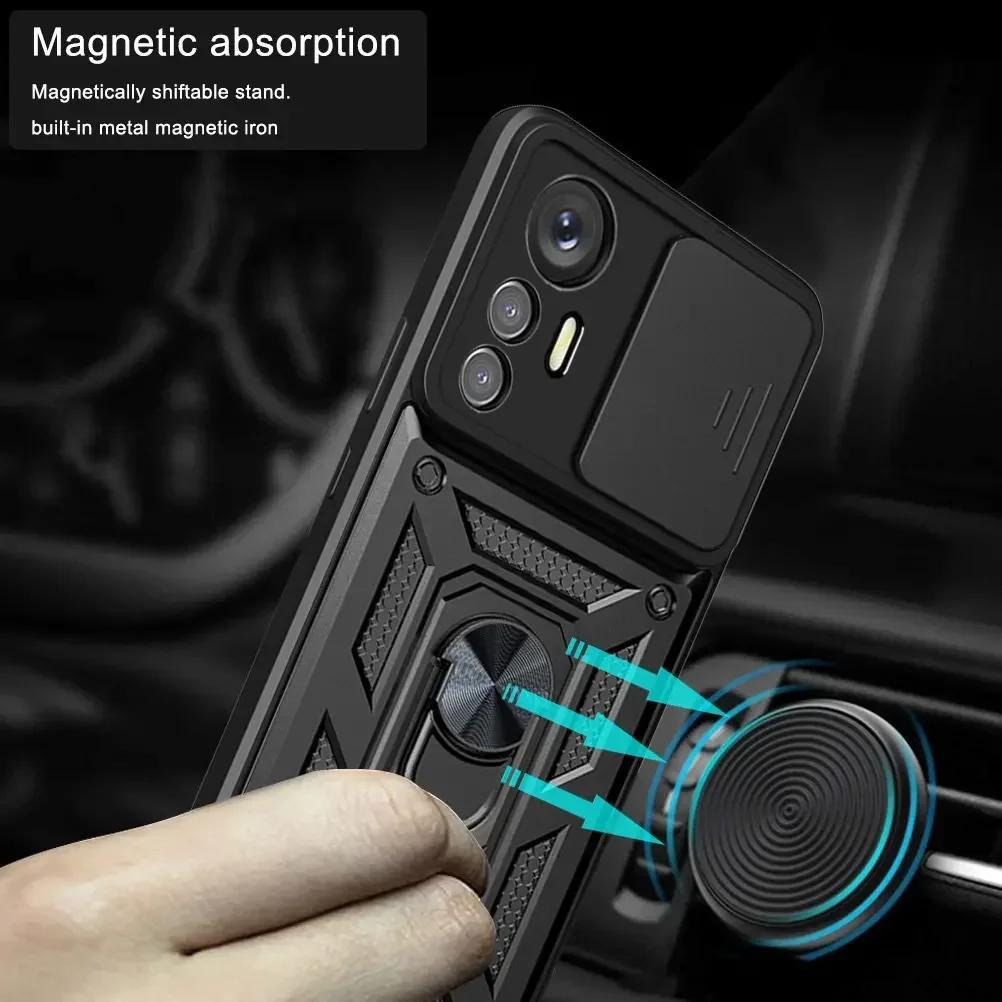 Slide LEns Armor Funda for Redmi Note 12S 12 13 13C 4G Case for Xiaomi Redmi Note 13 POCO X6 Pro M4 5G M5 Case Ring Holder Cover