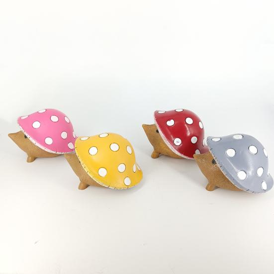 4 Stück/Set Garten Igel Statue Harz Igel mit Pilzkappe Wetterfeste Igel Figur für Feengarten Zuhause Terrasse Hof Dekoration