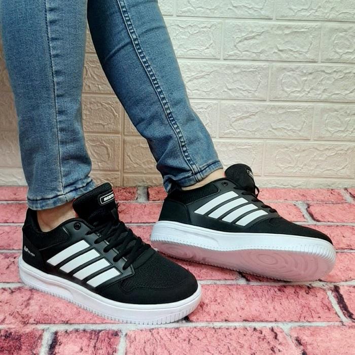 Bestof 074 Black Sneaker Flat Sole Lightweight Comfortable Sports Couple Shoes
