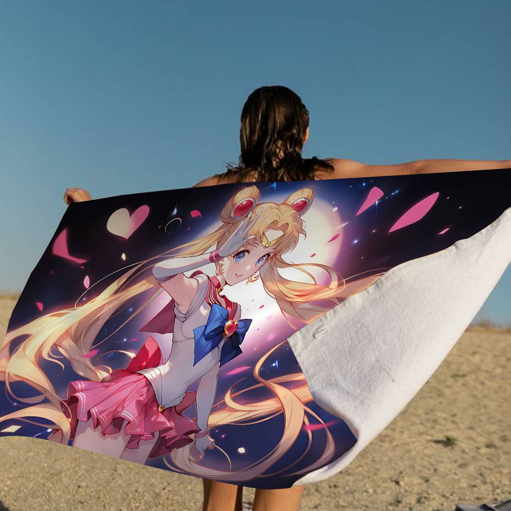 S-Sailores Cute Girl Moon Beach Towel Colorful Bath Towels for Microfiber Quick Dry Custom Sand Free Beach Yoga Spa Gym Pool