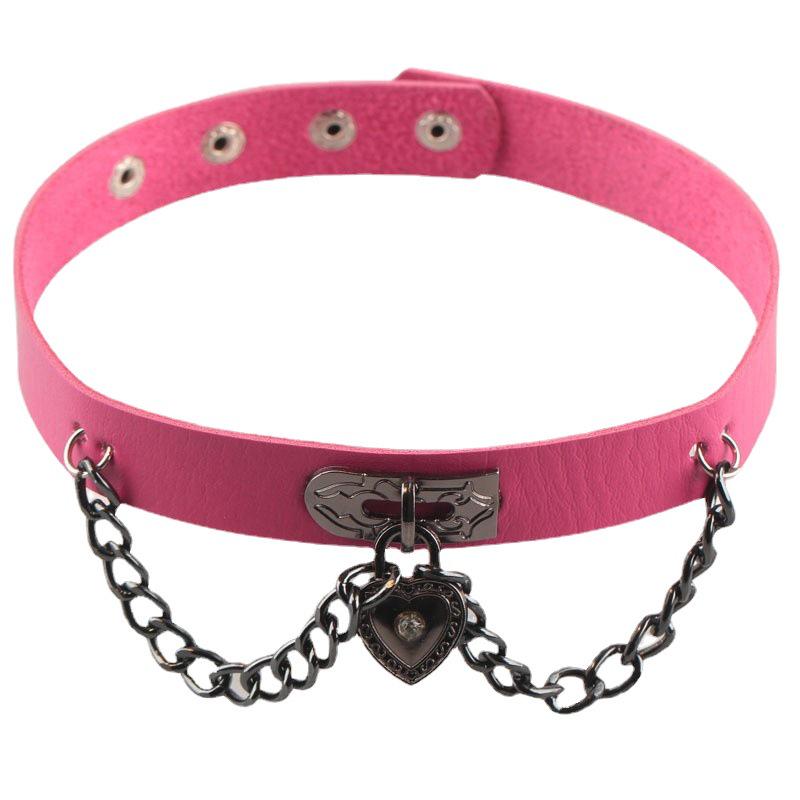 Dark Punk Heart Leather Choker Necklace - European & American Harajuku Style Clavicle Chain