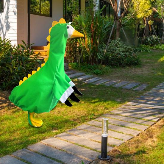 Porch Goose Costume Dinosaur Lawn Goose Outfit Dinosaur Design Clothes for Plastic Cement Goose Statue Lawn Art Garden Decoration