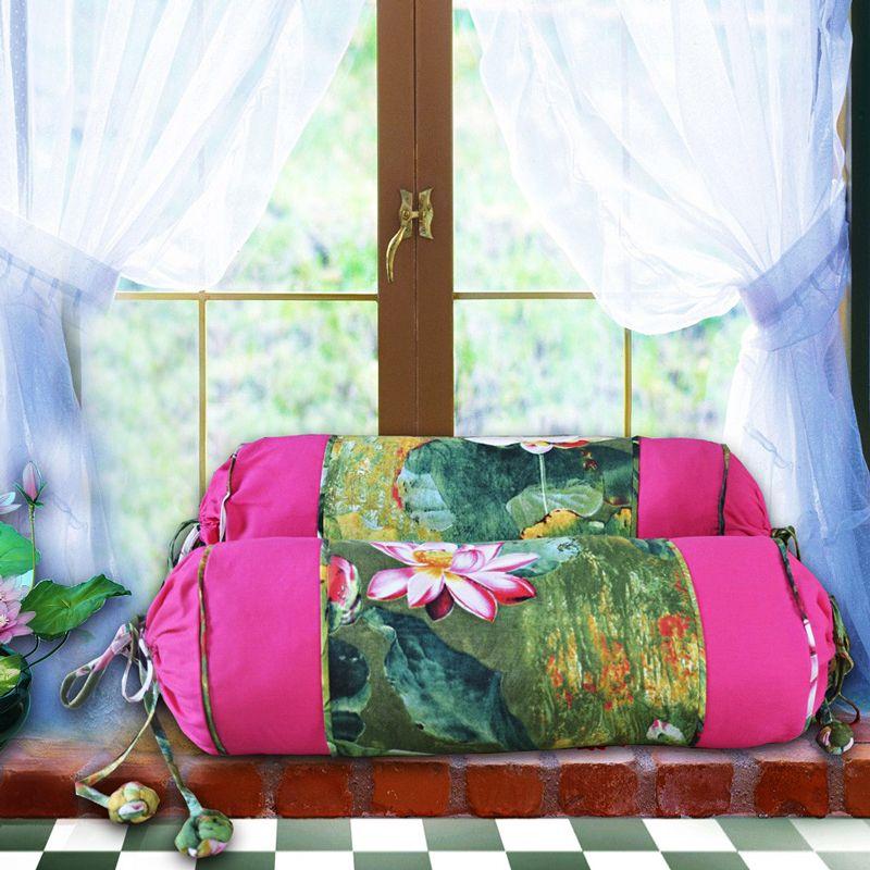 

Chinese Home Fabric round Candy Pillow Pillow Pillow Cervical Pillow Chinese Household Elegance Lotus Armrest with Core Lotus(Core included) 20*50