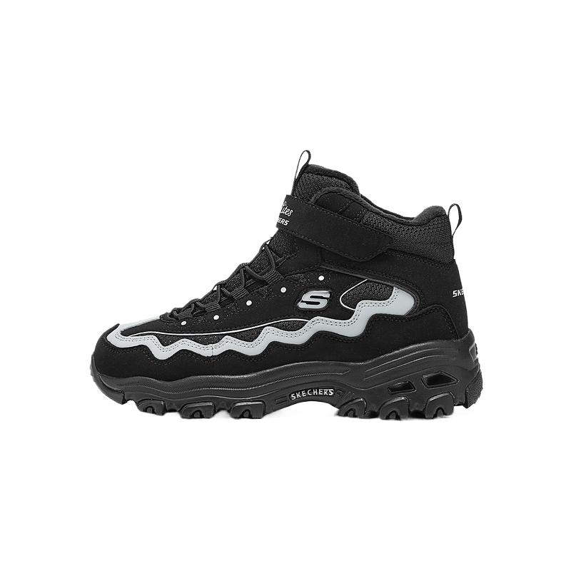 Skechers Kids Fashion Comfortable Simple Versatile Durable Waterproof Warm Mid-Top Casual Shoes Kids sneaker Black 303952L-BKSL 27.5