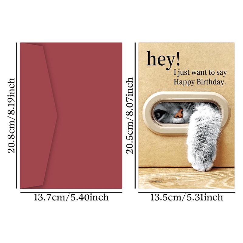 Cute Cat Birthday Card, Playful Kitty Paw Design,Happy Birthday Card With Envelope, Best Gift For Cat Lover, Family, Friends