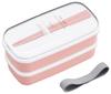 OSK Antibacterial Bento Light Hinoki Nopura with and Lunch Made In (OSK) Two-Tier Box, 330ml/320ml, Pink, (HKP) No. 3, Chopsticks, Divider, Belt,