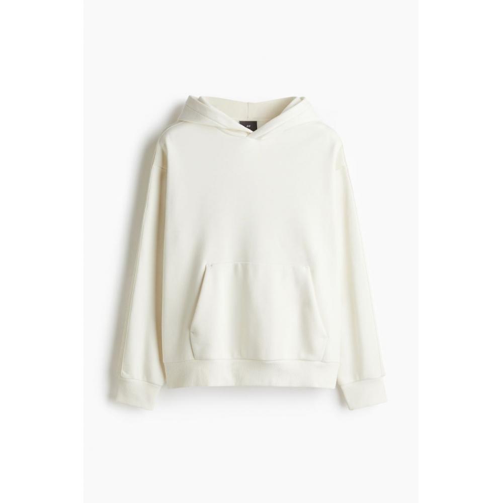 H M Side Stripe Hoodie Loose Fit creaM