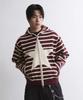 Untitled Seoul Striped Star Knit Zip-Up In Wine