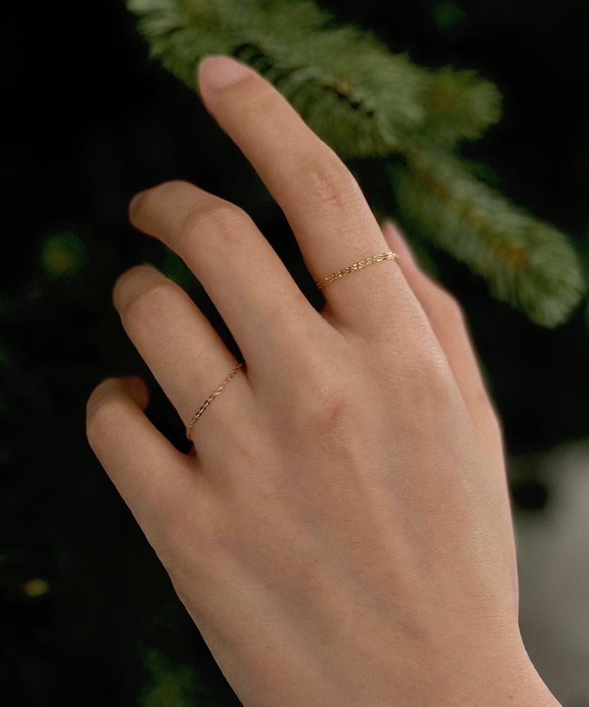 Helene Jewelry 14K 18K Tiny Cord Chain Ring