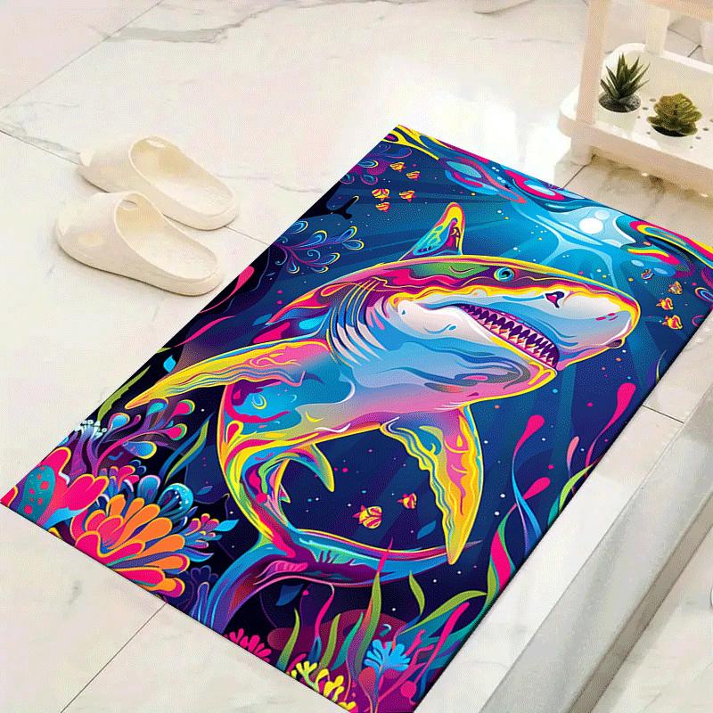 

1pc Colorful shark Design Area Rug - Soft, Anti-Slip, and Durable Gaming Room Decor for Bedroom 60cm by 90cm