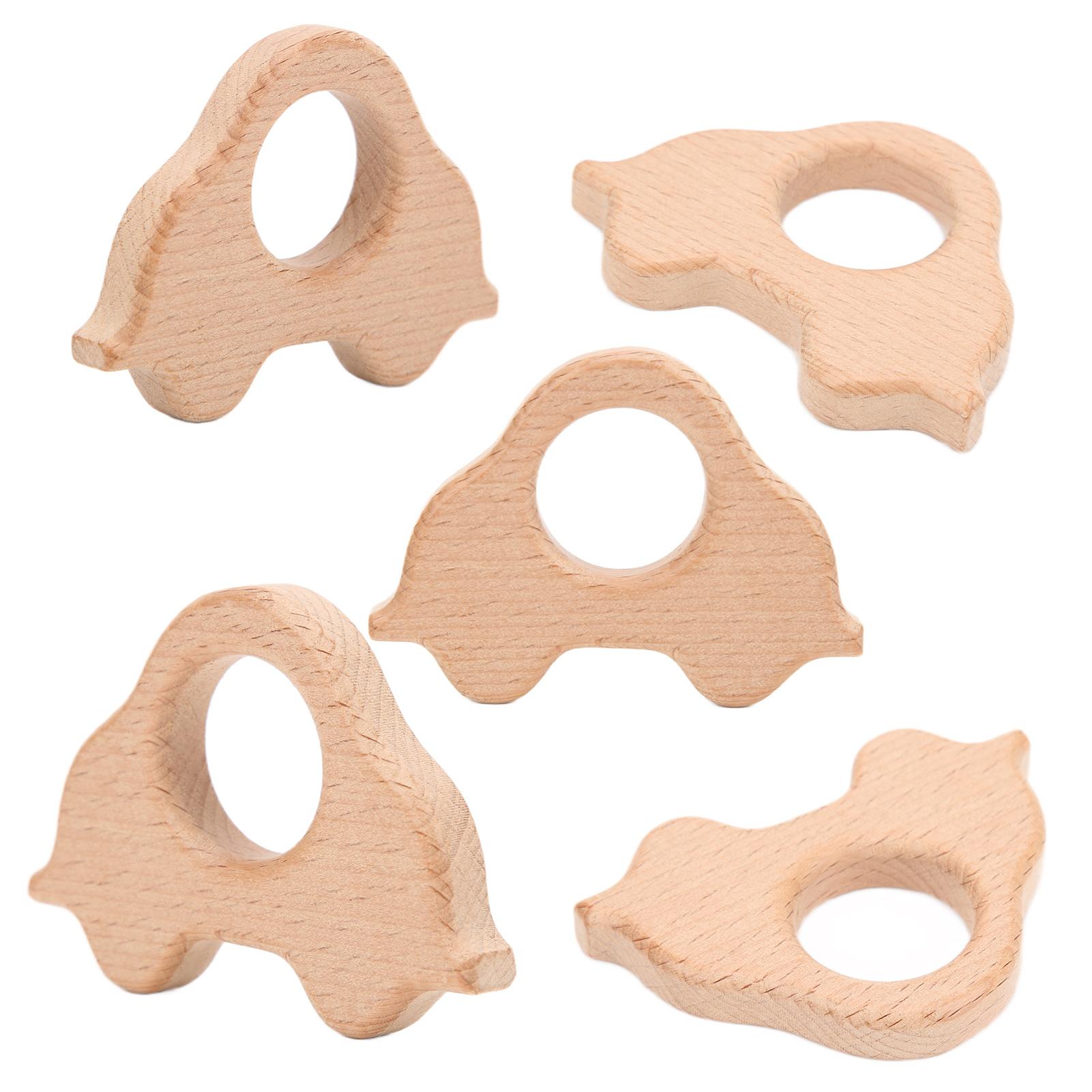 5 шт. Деревянные прорезыватели Натуральный бук Прочные Долговечные Ударопрочные Гладкие Безопасные Нетоксичные Деревянные кольца-прорезыватели Машина