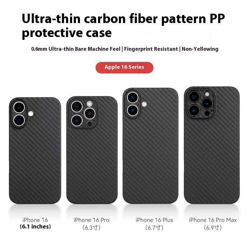 For for Slim Shockproof Business Design Carbon Fiber Texture Plastic Mobile Phone Cases 13/14/15/16 Pro Max Screen Protector