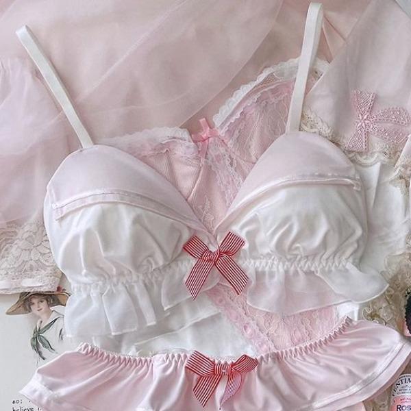 Mädchen BHs Dreiecksschale Weich Niedlich Unterwäsche Mode Damen BHs Kabellos Push Up BHs Patchwork Unterwäsche Innentops für Damen Büstenhalter Damen Lingerie