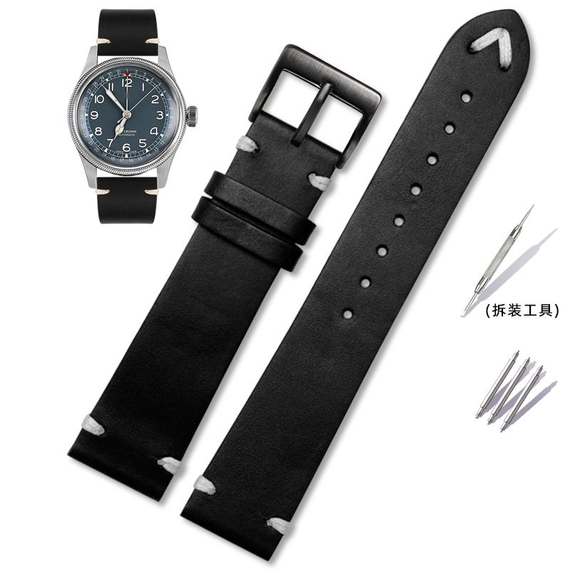 For Oris 65 Genuine Leather Strap Diving Belt Series Copper Ring Bronze Large Crown Tudor Vintage Watch Chain 18mm 20mm 22mm