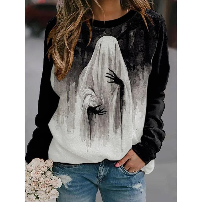 Halloween Sweatshirts Horror Skull Ghost 3D Print Hoodies Women Long Sleeve Tops Female Clothing