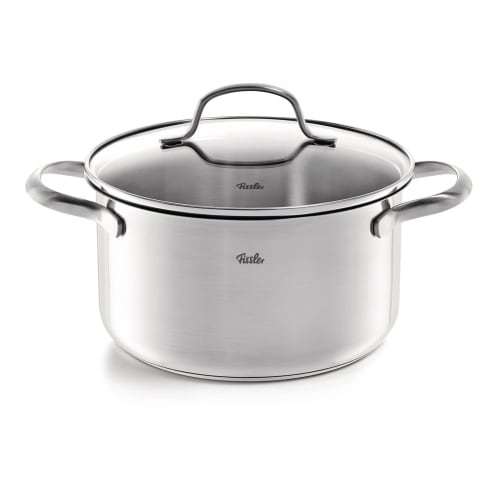 Fissler San Francisco Set C (Drip-Free, Drip-Free, with Glass Lid and Convenient Graduations) for Waterless Cooking and Induction Cooking, Silver, 040