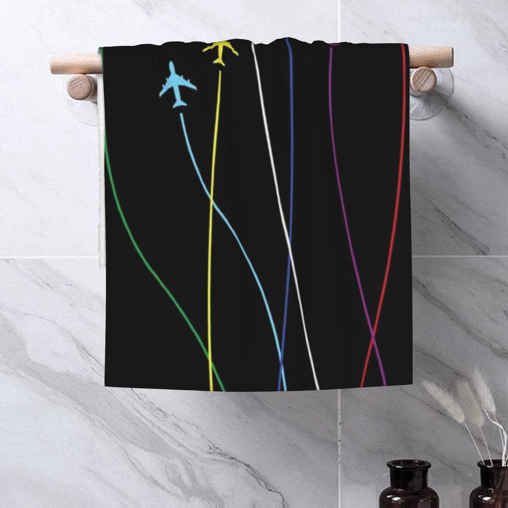 Rainbow airplanes flying on eachother Soft Face Towel Quick Dry Pool Bath Cotton Towels Absorbent Quick