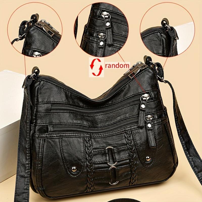 Women's Faux Leather Multi-pocket Crossbody Bag
