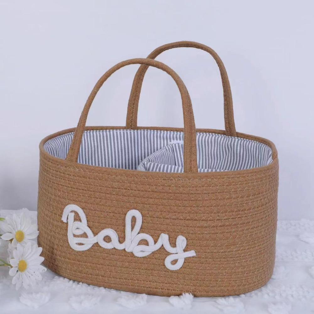 Large Capacity Storage Basket Cotton Rope Cosmetics Storage Baby Nappy Organiser  for Newborn