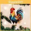 Festive Christmas Acrylic Rooster Flat Decoration For Car Interior Ornament