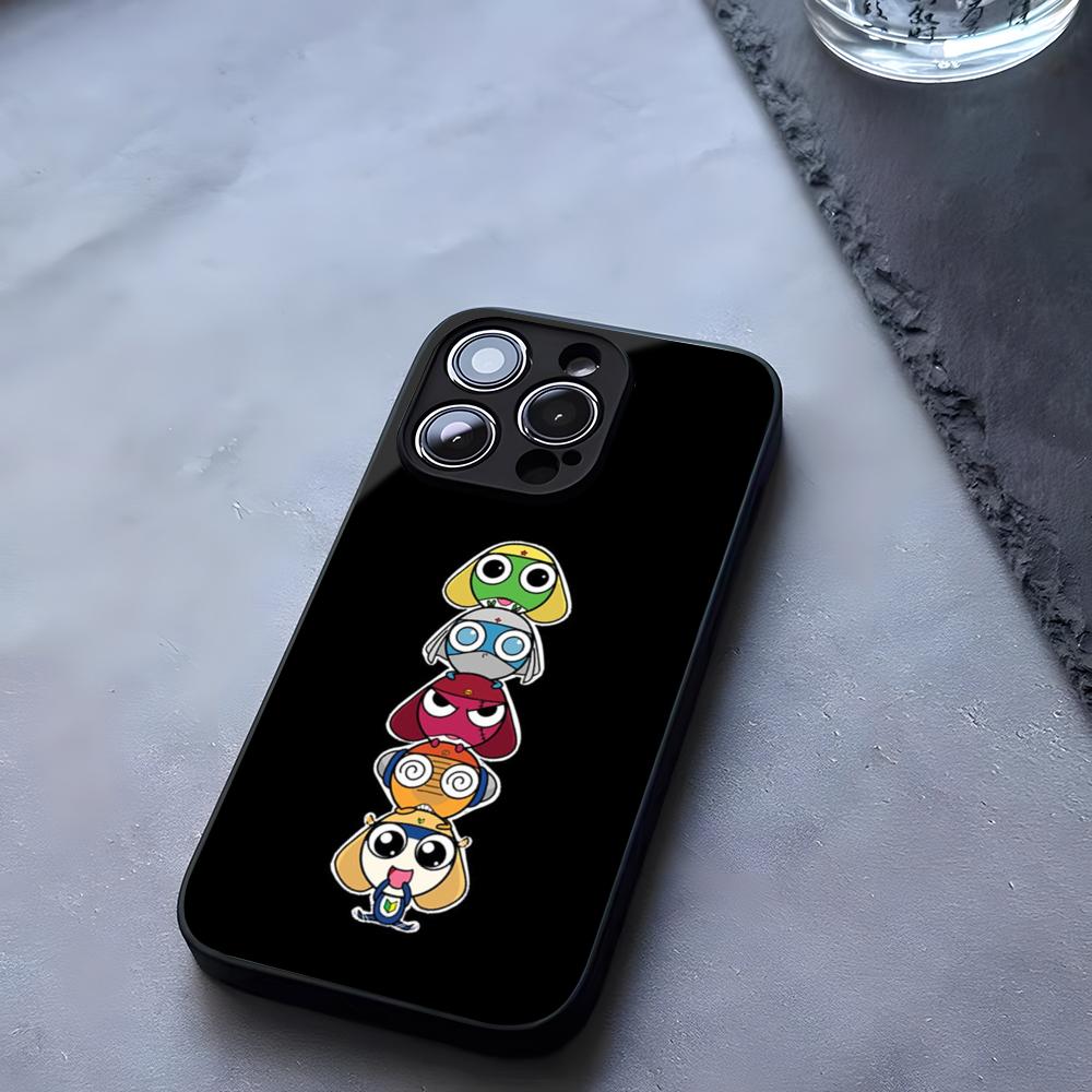 Cartoon Keroro Gunsou Frog Phone Case Tempered Glass For IPhone 17 13 14 16 12 15 11 Pro Max Plus Mini X XR SE2020 Coque