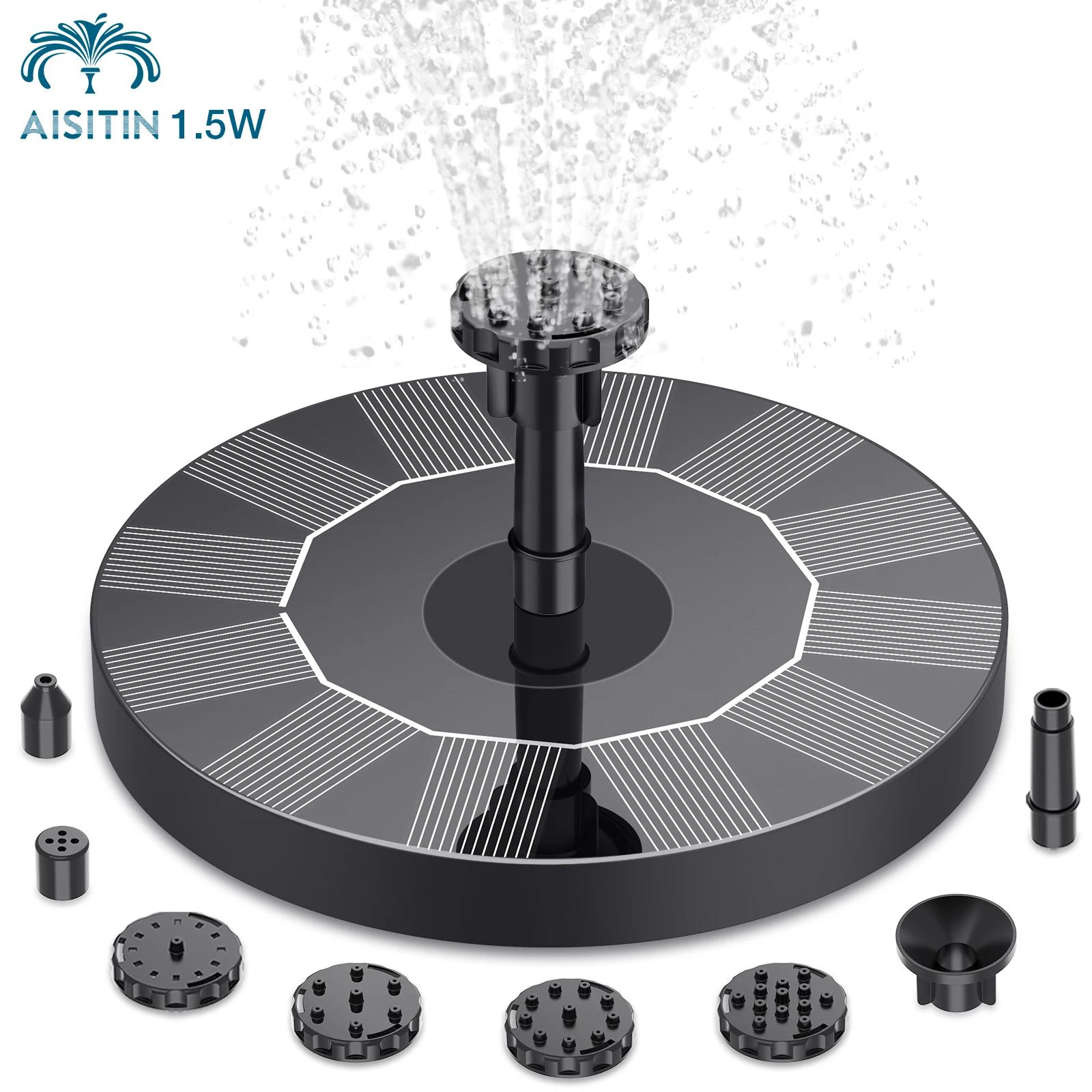 

AISITIN Solar Fountain Pump,with 6Nozzles and 4ft Water Pipe,Solar Powered Pump for Bird Bath,Pond,Garden and Other Places