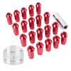 20Pcs 50mm Wheel Lug Hub Nuts Universal M12x1.5 Thread Aluminium Alloy W Mounting SocketRed