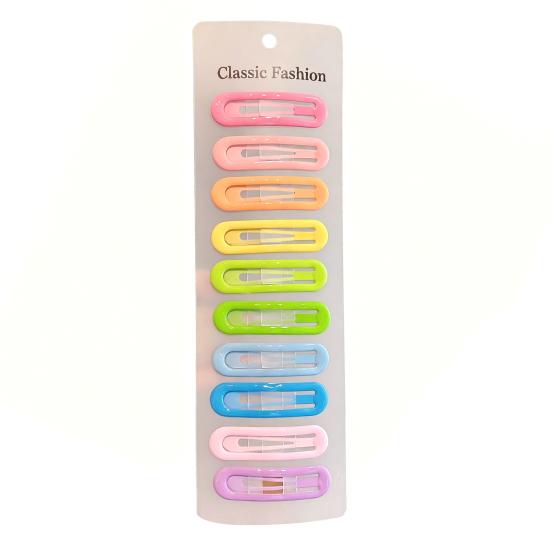 

10Pcs Girl Hairpins Water Drop Heart Triangle Designs Candy Color Side Bang Hair Clips Decorative Hair Accessories E