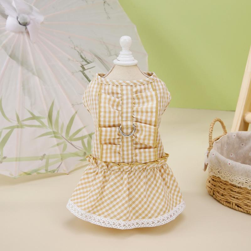 Faldo Teddy Bibi Bear Pomeranian Princess Skirt Summer Thin Small Dog Cat Mesh Skirt Cute Breathable Antistatic Pet Clothes