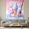 Candyland Fantasy Ice Cream Dream Patterned Tapestry Decorative Wall Hanging, Home Bedroom Living Room Decor