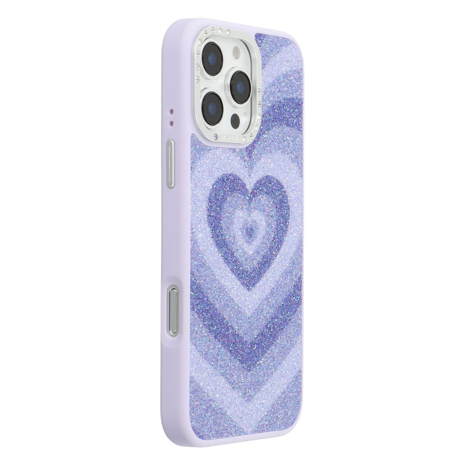 

JAUCASE For iPhone 16 Pro Max Magnetic Case Heart Pattern PU+TPU+PC Phone Back Cover Purple