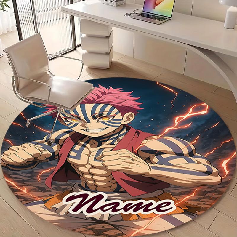Personalized Demon Slayer Round Chair Office Rug - Perfect for Mat, Office Chair & More - Ideal Gift for Birthdays and Holidays