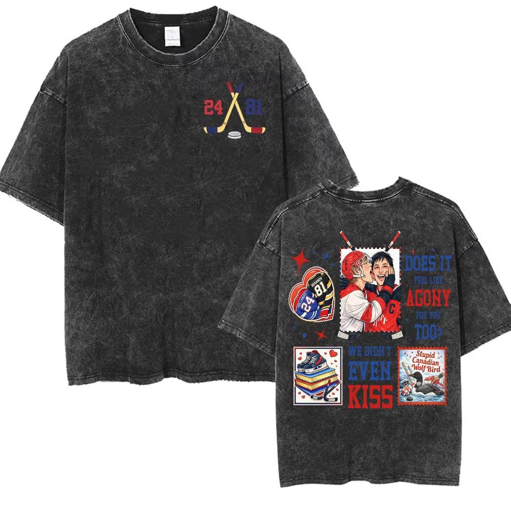 Heated Rivalry Hockey Romance Graphic Tee Shirt Men Women Fashion Vintage Washed TShirts Cotton Casual Short Sleeve Tshirt