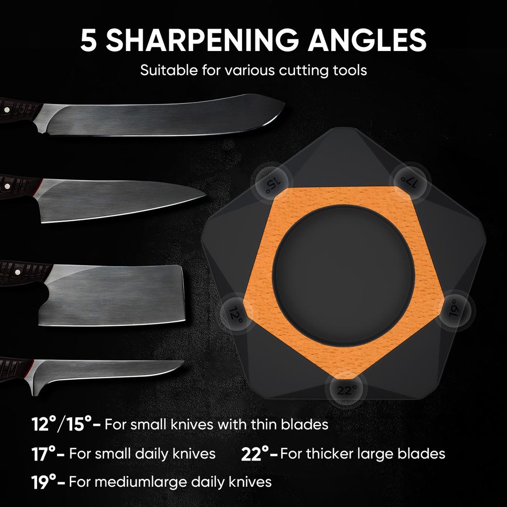 New Rolling Knife Sharpener Five-Sided Sharpening Stone12/15/17/19/22Degree Magnetic Angle Chef Roller Sharpening Kitchen Knives