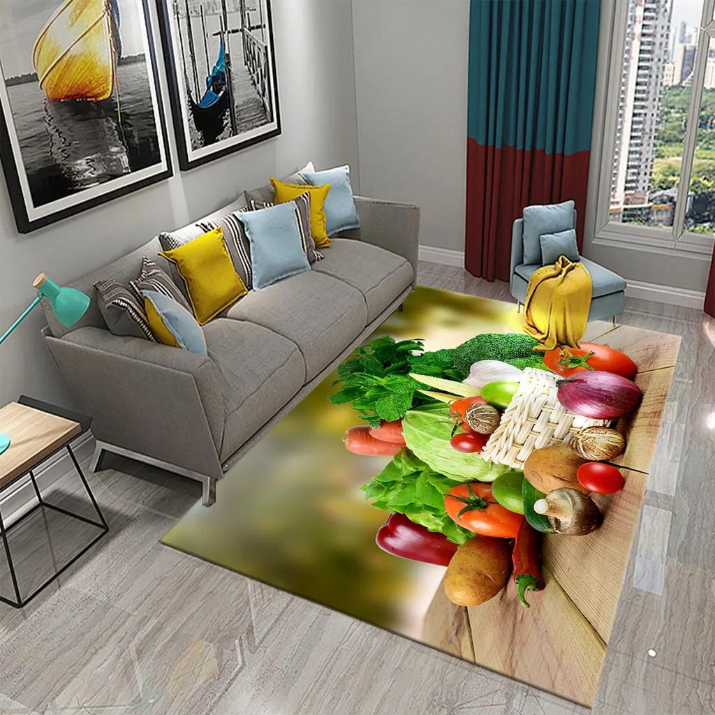 Vegetable Food Theme Carpet Doormat for Bedroom Kitchen Home Floor Decor Living Room Carpet Hallway Bathroom Anti-slip Area Rug