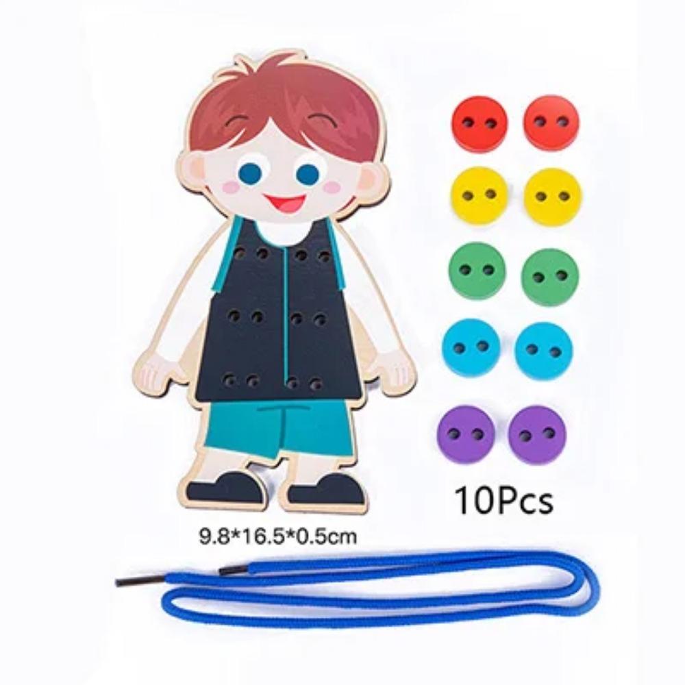 Baby Montessori Toys Learn Basic Life Skills Teaching Aids Clothes Threading Button Sewing Board Game Educational Toys For Kids