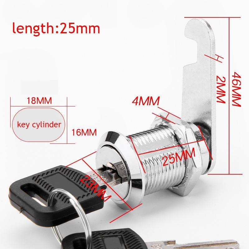 2 Stück Klassisches Sicherheitsschloss Metallzylinder Schrank Spind 16 20 25 30 mm Nockenverriegelung mit Schlüsseln Robuster Briefkasten Schublade Sicherheit