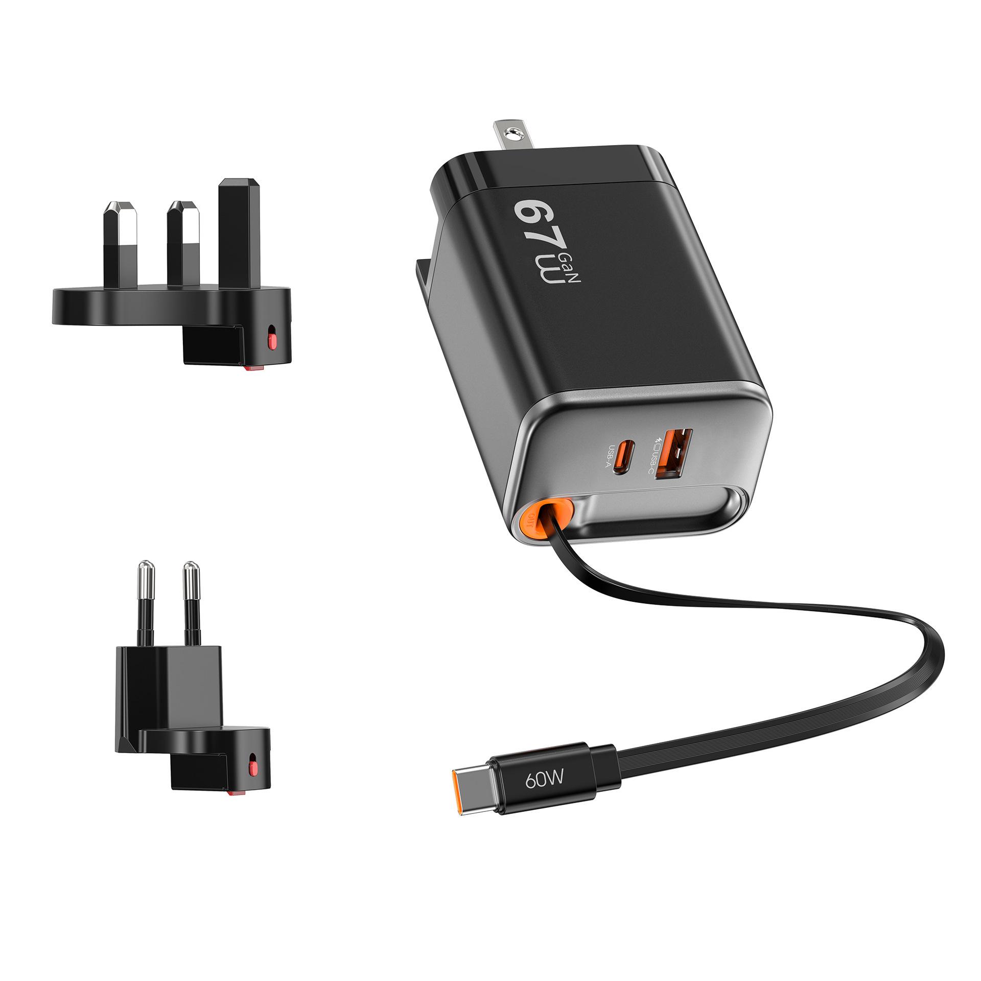 

Jimas WIWU 67W Charger Hero with Retractable Cable and Adapter Charging Hero 67W Wi-G027 чорний
